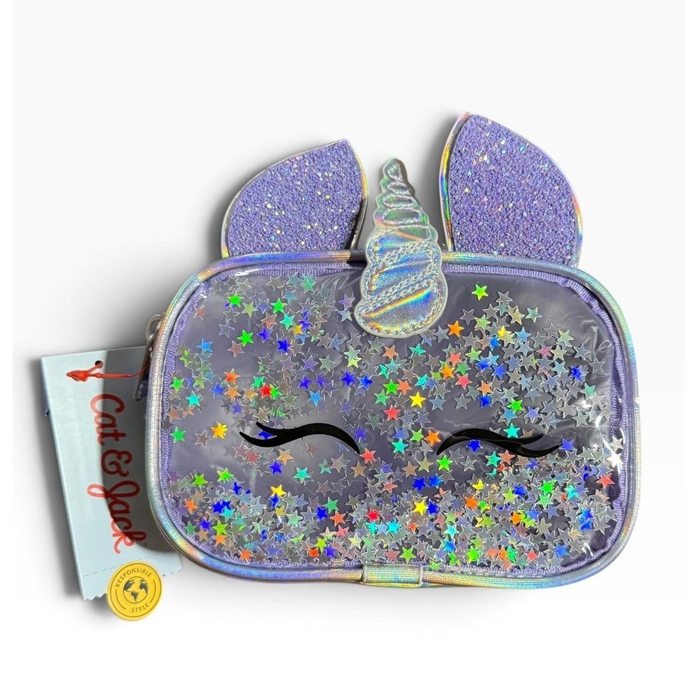 Cat & Jack Purple Unicorn Glitter Kids Fanny Pack Waist Bag NWT